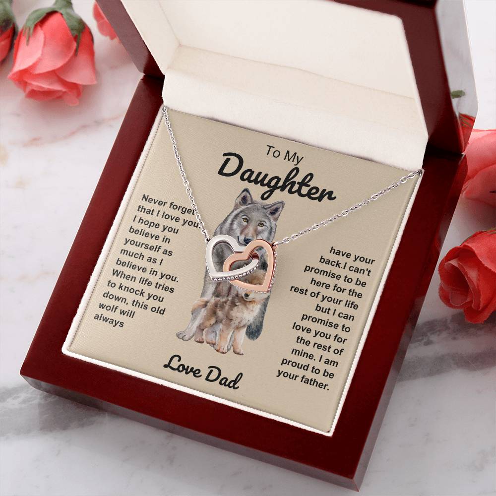 To My Daughter Double Hearts Necklace