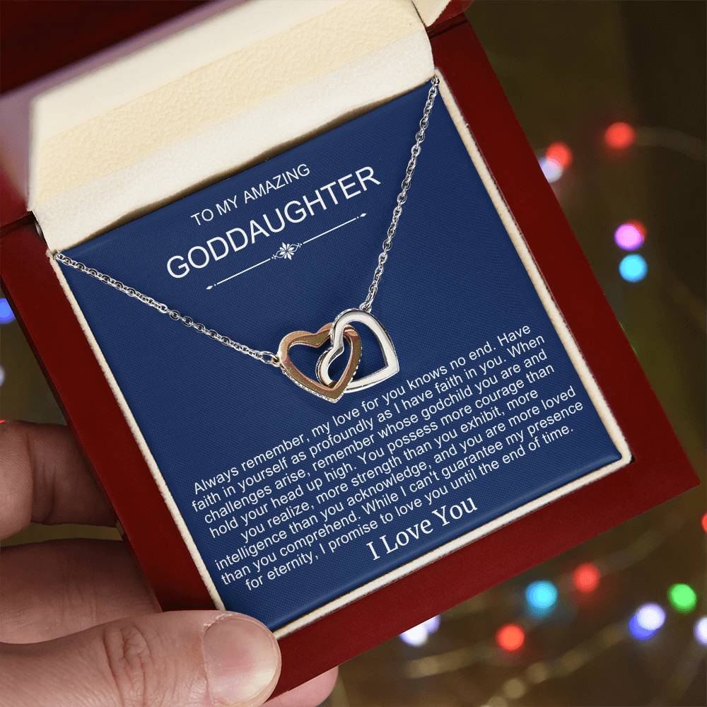 Beautiful Gift To Goddaughter from God Parent Double Heart Necklace