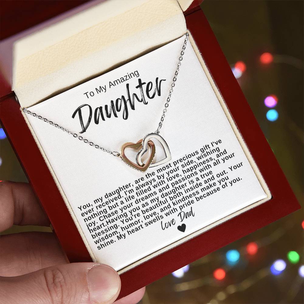 To My Amazing Daughter Hearts Necklace