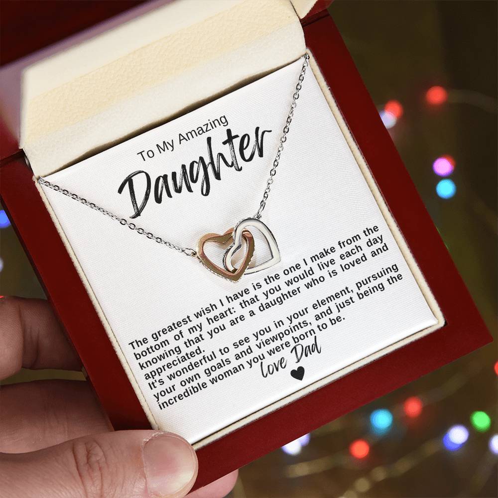 To My Amazing Daughter Hearts Necklace