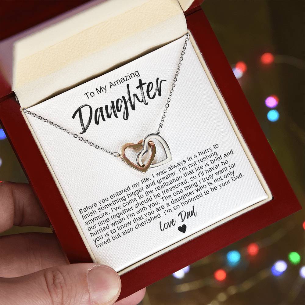 To My Amazing Daughter Hearts Necklace