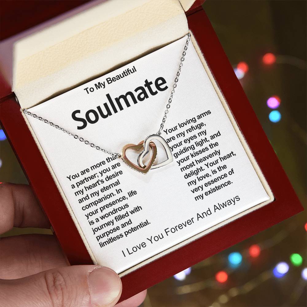 To My Beautiful Soulmate Interlocking Hearts Necklace