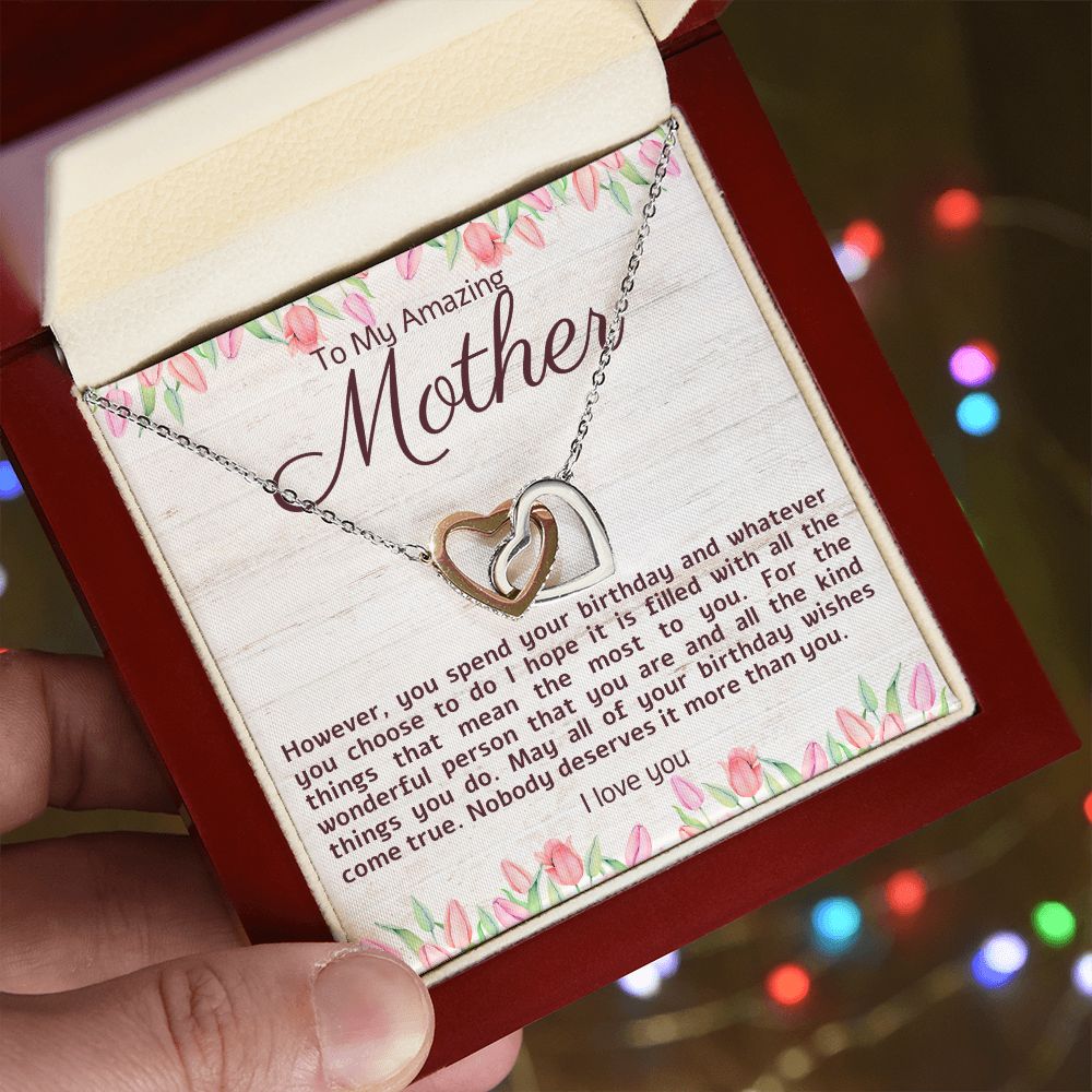 To My Amazing Mother Hearts Birthday Necklace