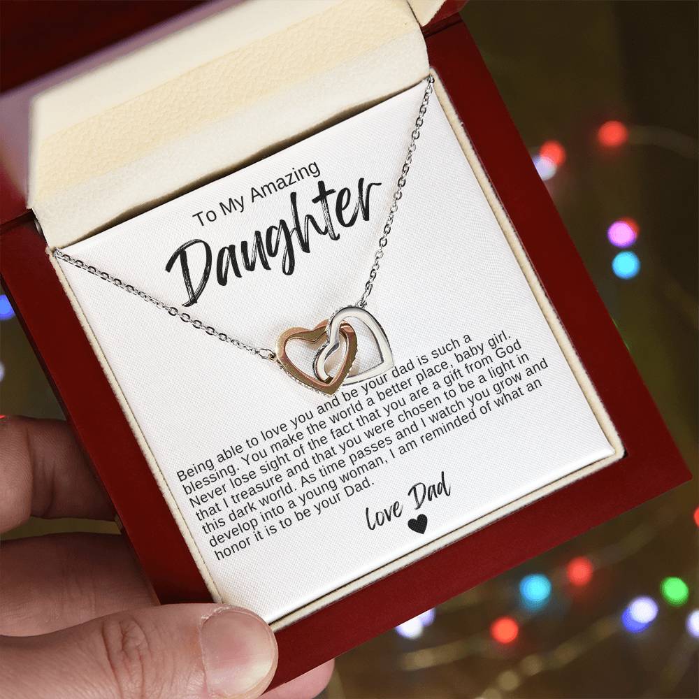 To My Amazing Daughter Hearts Necklace