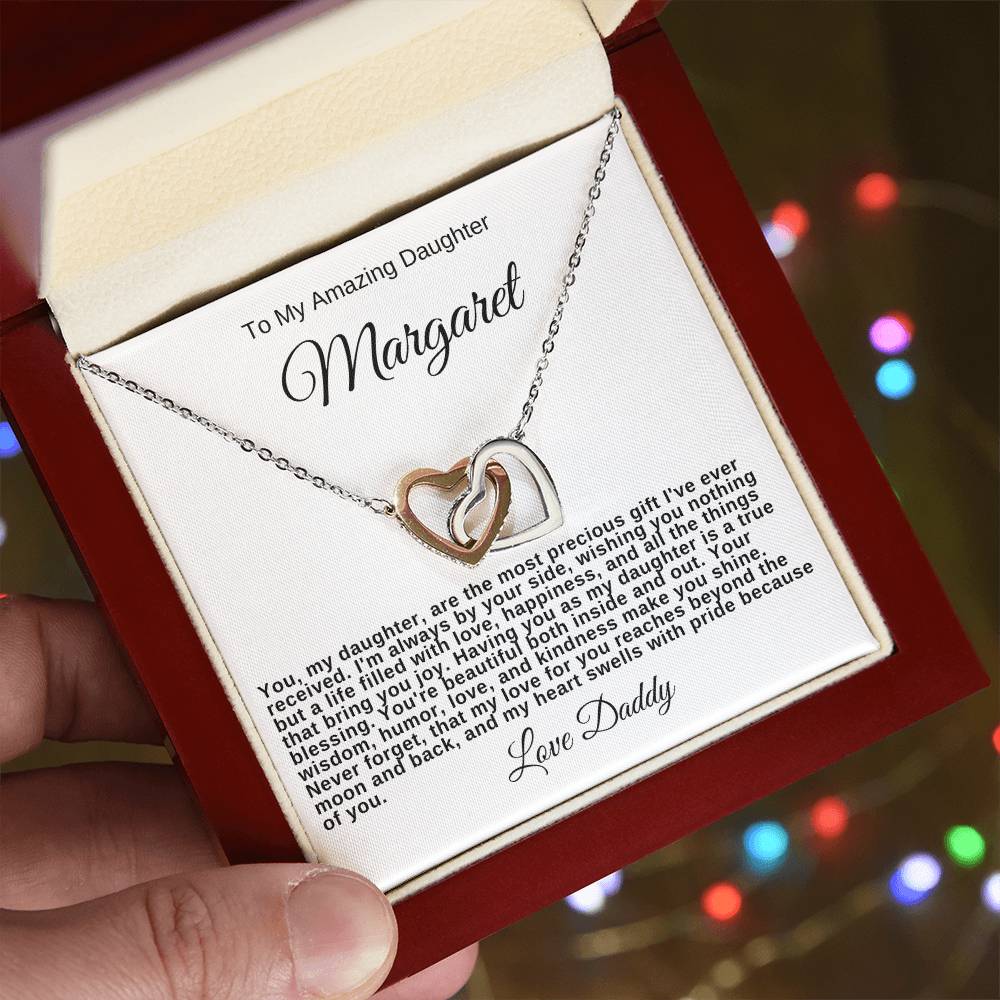 To My Amazing Daughter Personalized Hearts Necklace