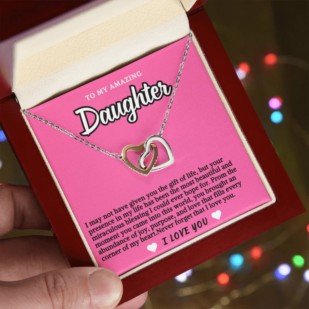 Pink Design Daughter Hearts Necklace