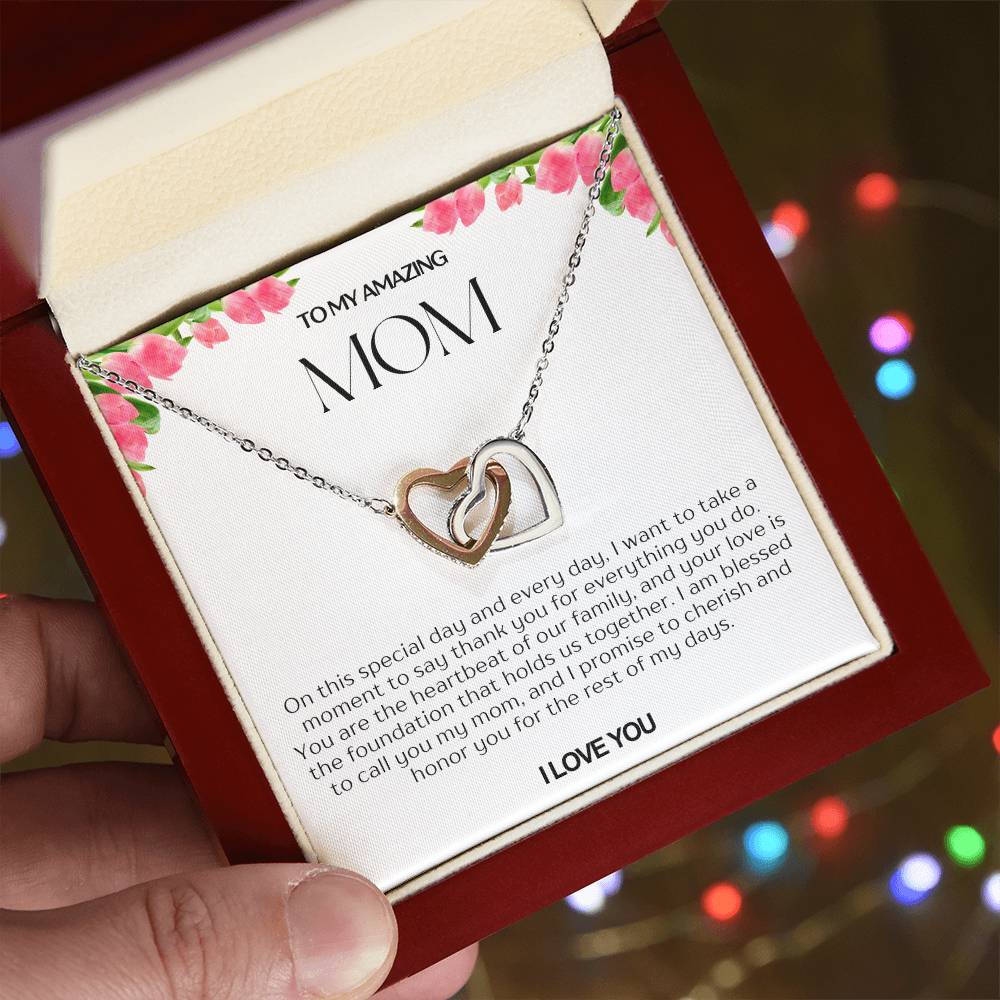 To My Amazing Mom Double Hearts Necklace