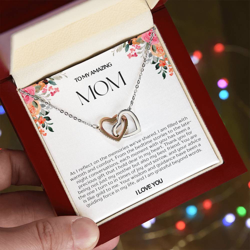 To My Amazing Mom Double Hearts Necklace