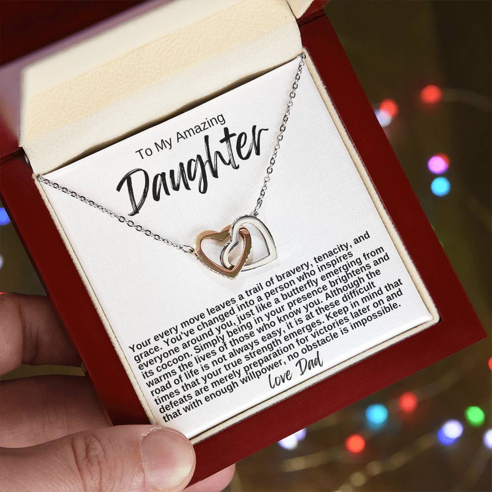 To My Amazing Daughter Hearts Necklace