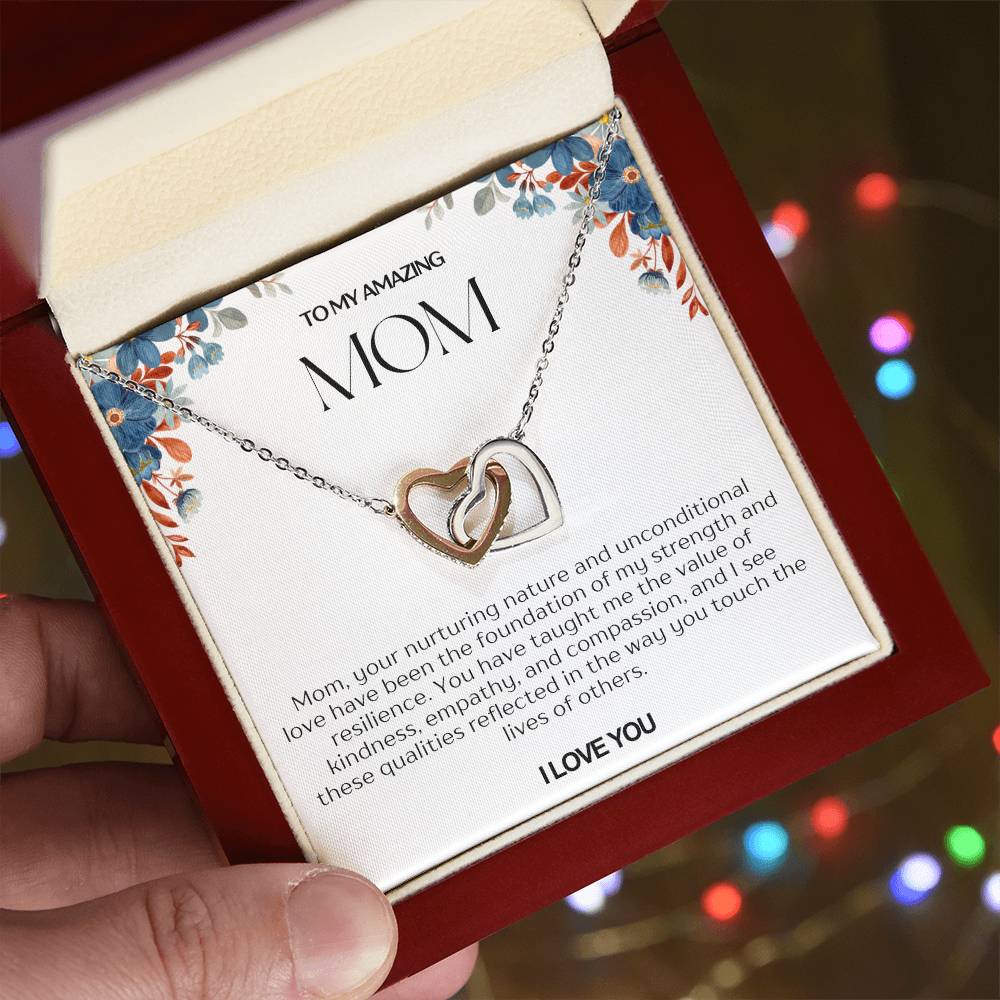 To My Amazing Mom Double Hearts Necklace