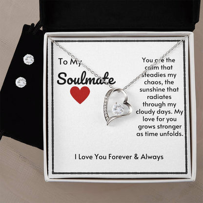 [ALMOST SOLD OUT] Soulmate Heart Necklace & Free Earrings-You Are The Calm To My Chaos