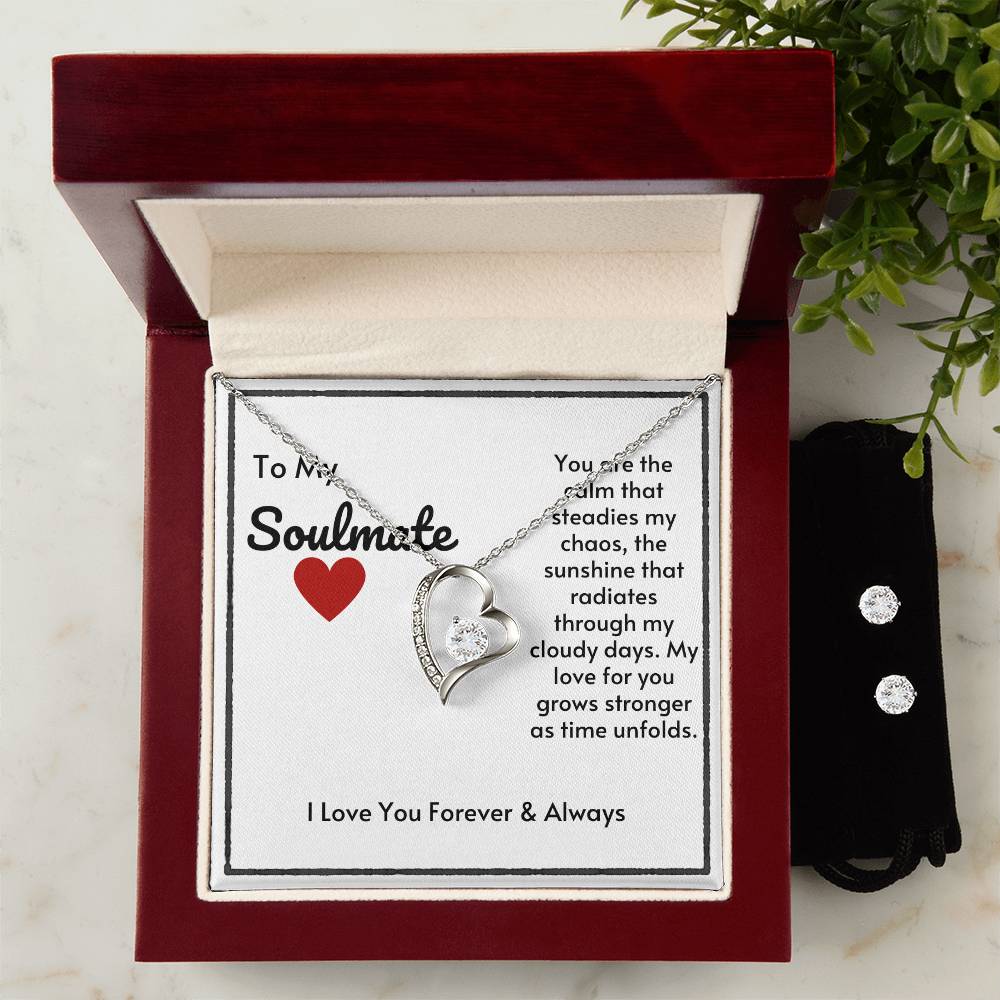 [ALMOST SOLD OUT] Soulmate Heart Necklace & Free Earrings-You Are The Calm To My Chaos