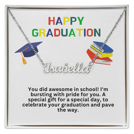 Happy Graduation Custom Name Necklace