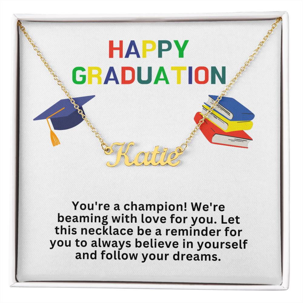 Happy Graduation Custom Name Necklace