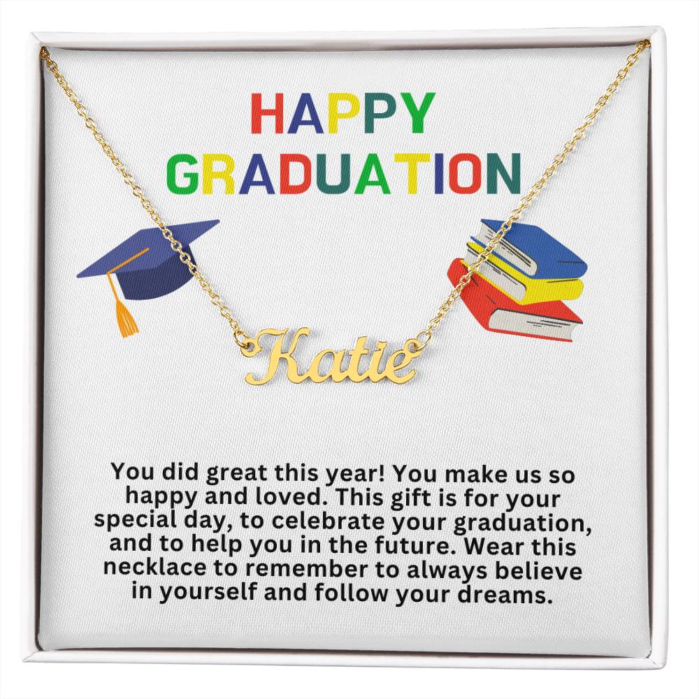 Happy Graduation Custom Name Necklace