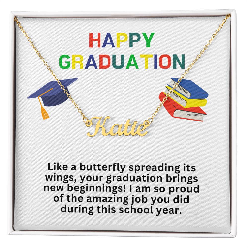 Happy Graduation Custom Name Necklace