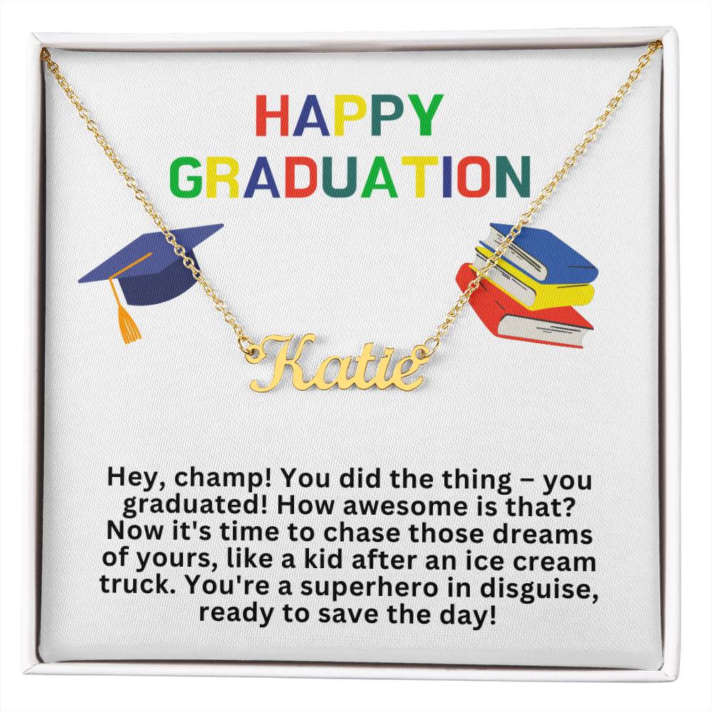 Happy Graduation Custom Name Necklace