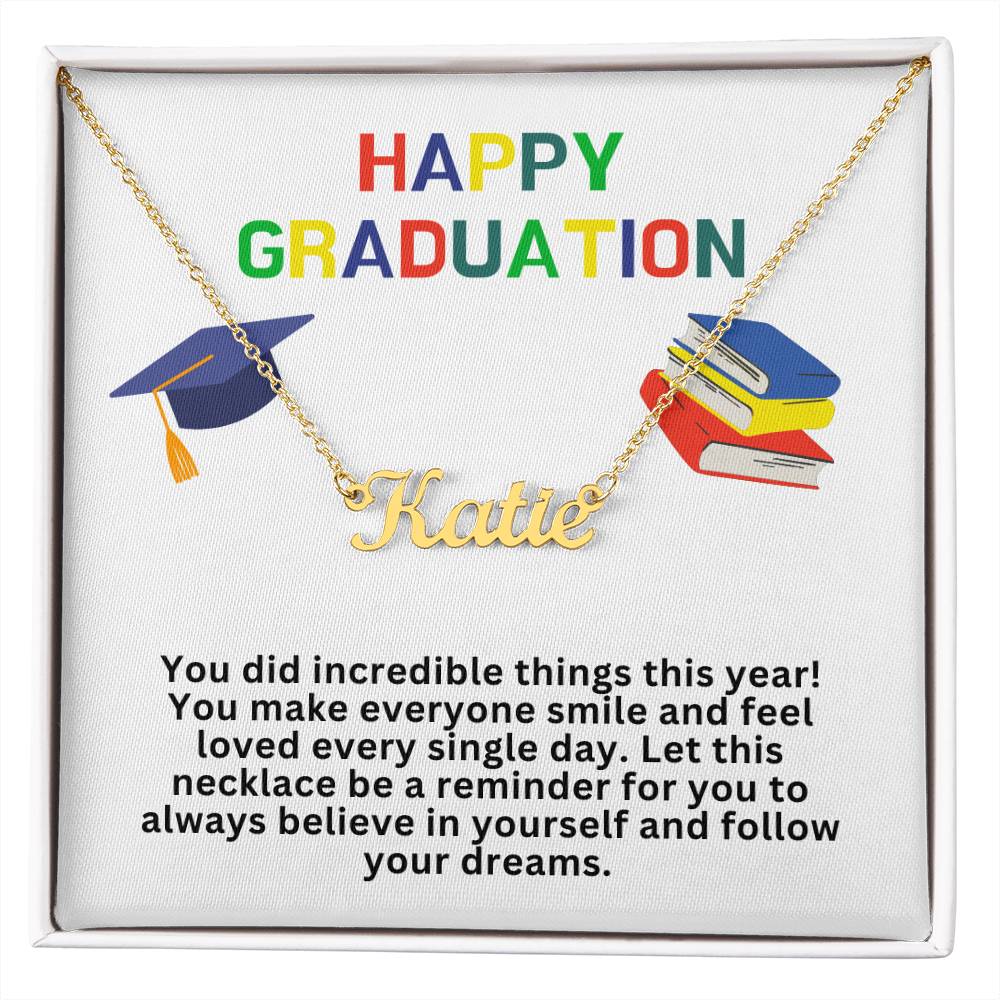 Happy Graduation Custom Name Necklace