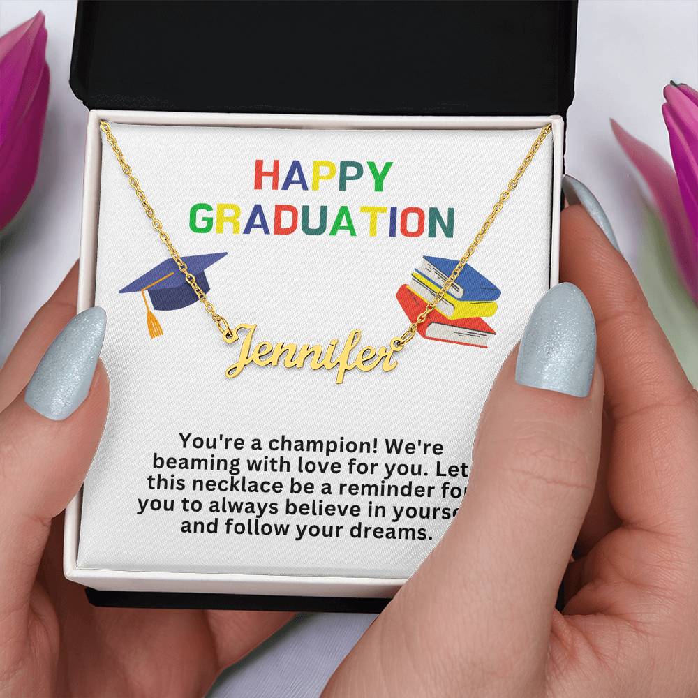 Happy Graduation Custom Name Necklace