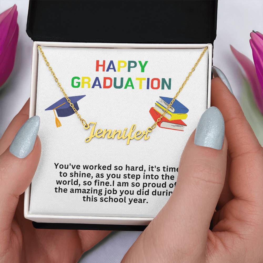 Happy Graduation Custom Name Necklace