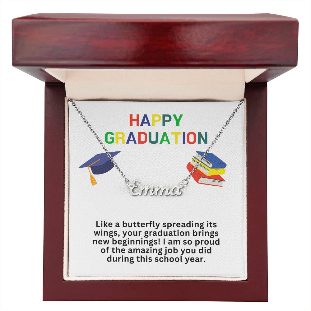 Happy Graduation Custom Name Necklace