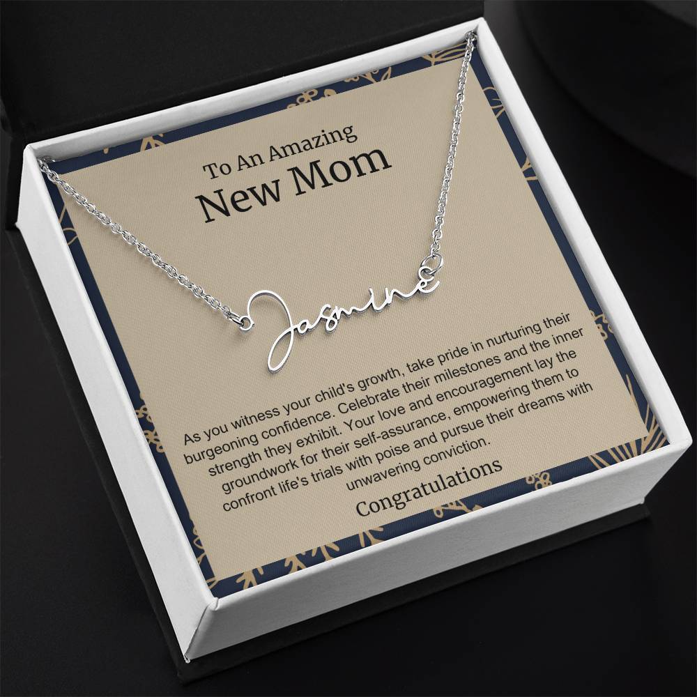 To An Amazing New Mom Personalized Script Name Necklace