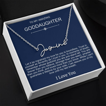 Beautiful Gift To Goddaughter from God Parent Name Necklace