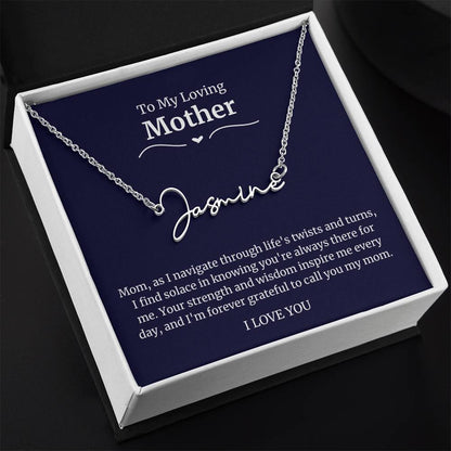 To My Loving Mother Script Name Necklace