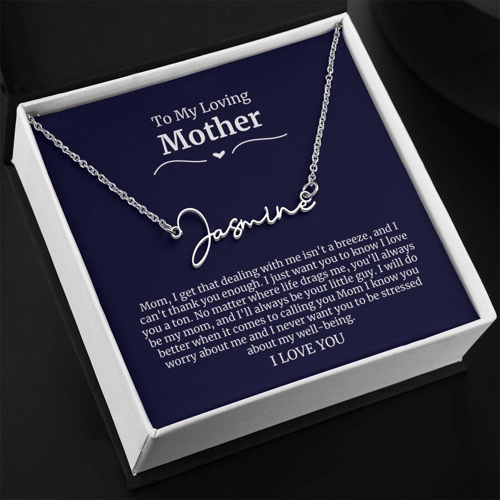 To My Loving Mother Script Name Necklace