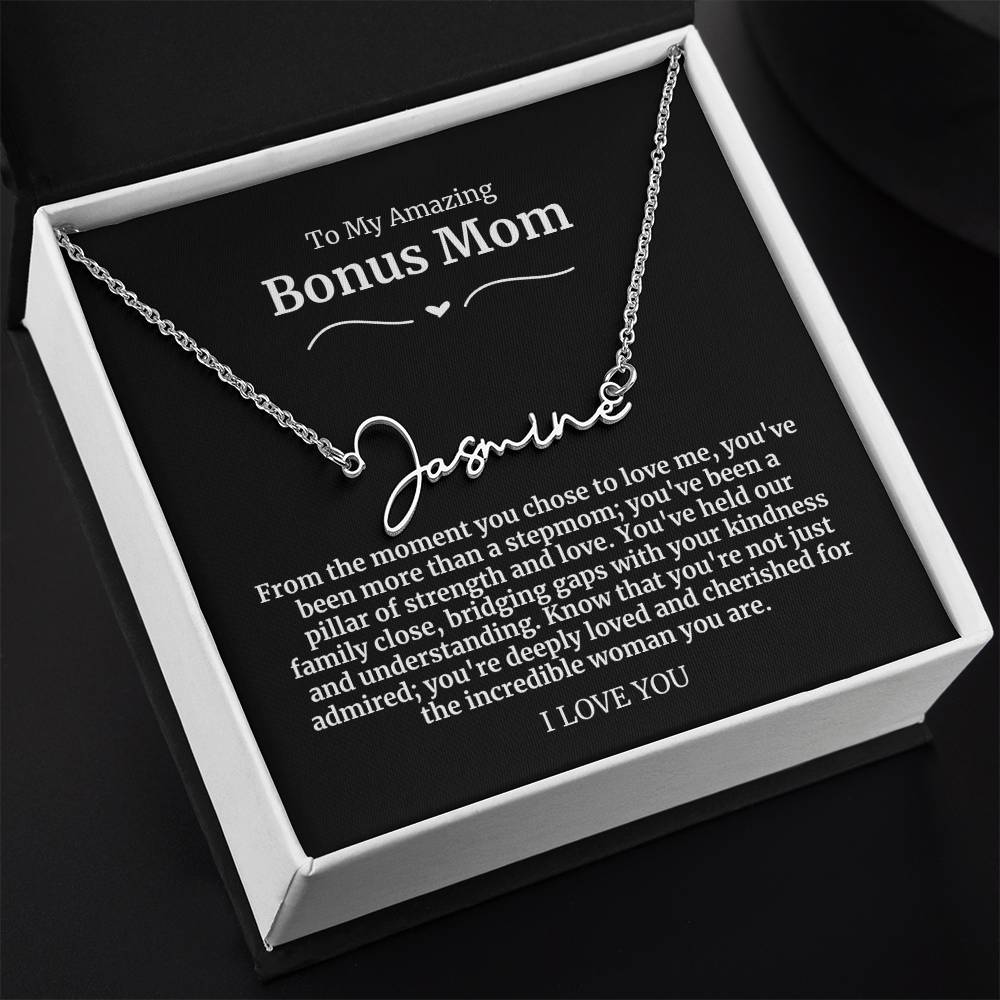 23 To My Amazing Bonus Mom Signature Necklace