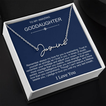 Beautiful Gift To Goddaughter from God Parent Name Necklace