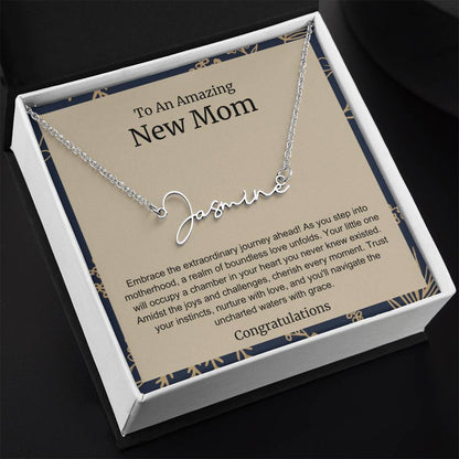 To An Amazing New Mom Personalized Script Name Necklace