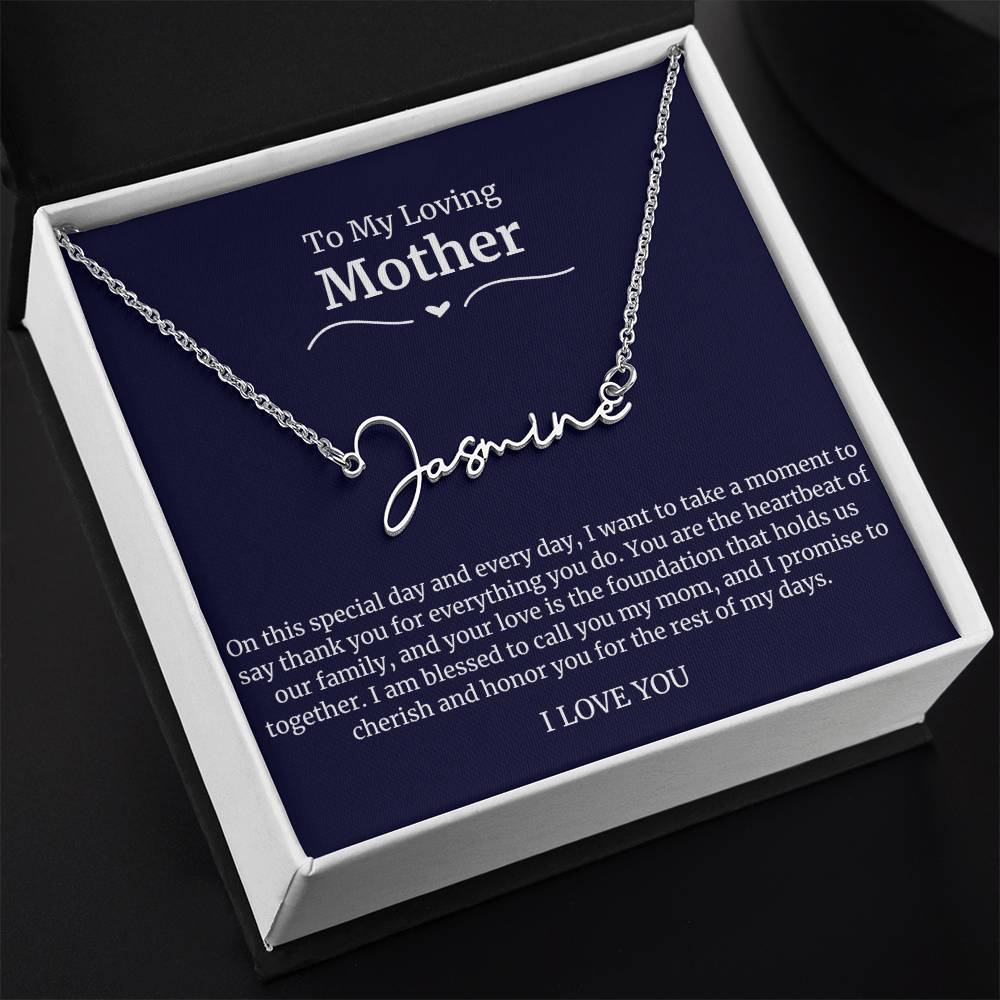 To My Loving Mother Script Name Necklace