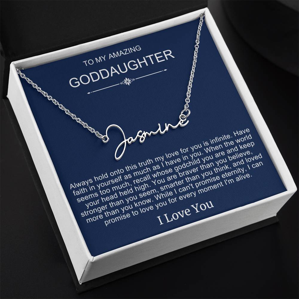 Beautiful Gift To Goddaughter from God Parent Name Necklace