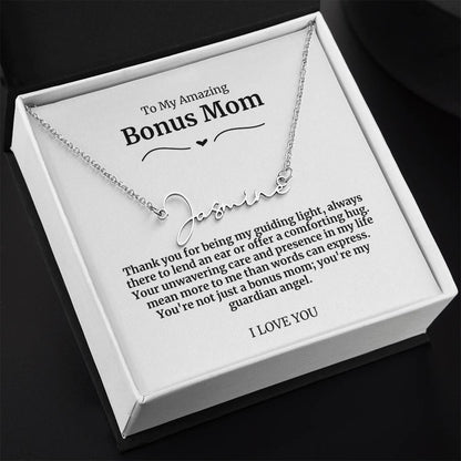 To My Amazing Bonus Mom Signature Necklace