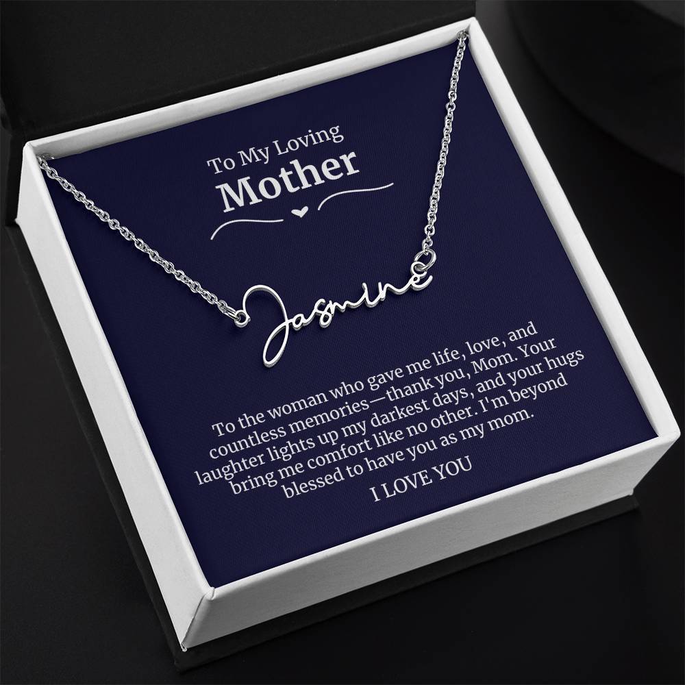 To My Loving Mother Script Name Necklace