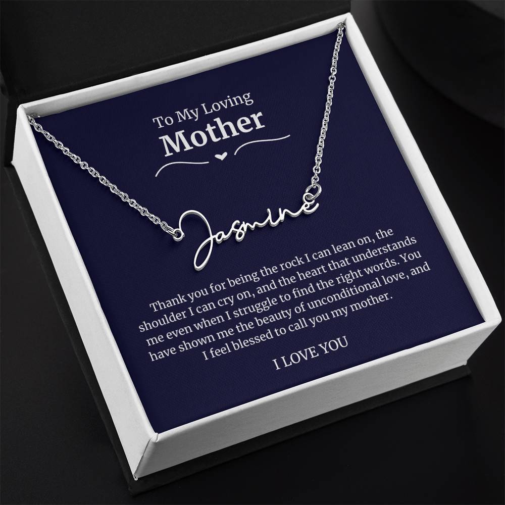 To My Loving Mother Script Name Necklace