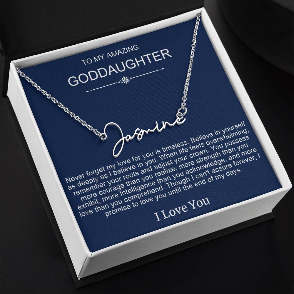 Beautiful Gift To Goddaughter from God Parent Name Necklace