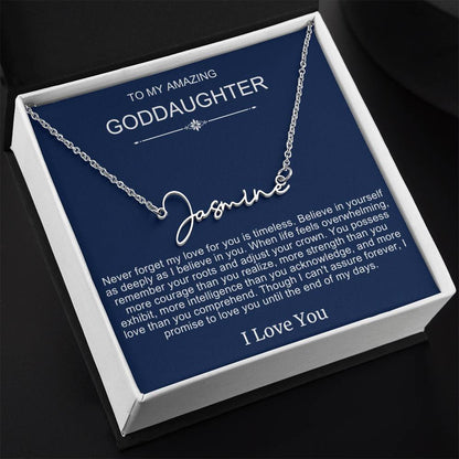 Beautiful Gift To Goddaughter from God Parent Name Necklace