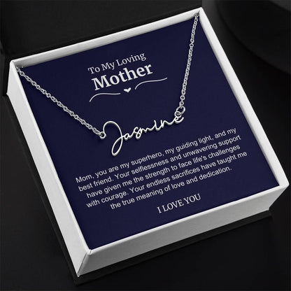 To My Loving Mother Script Name Necklace