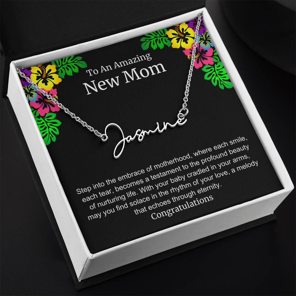 To An Amazing New Mom Personalized Script Name Necklace