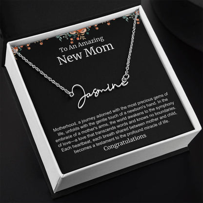 To An Amazing New Mom Personalized Script Name Necklace