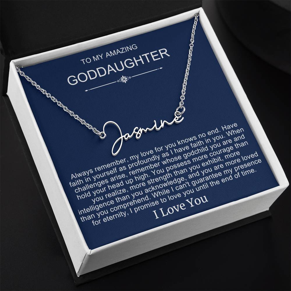 Beautiful Gift To Goddaughter from God Parent Name Necklace