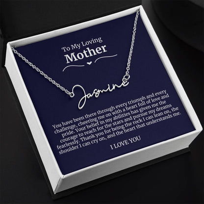 To My Loving Mother Script Name Necklace