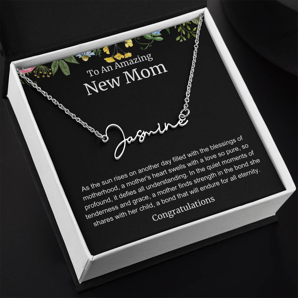 To An Amazing New Mom Personalized Script Name Necklace