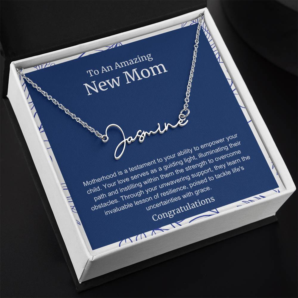 To An Amazing New Mom Personalized Script Name Necklace