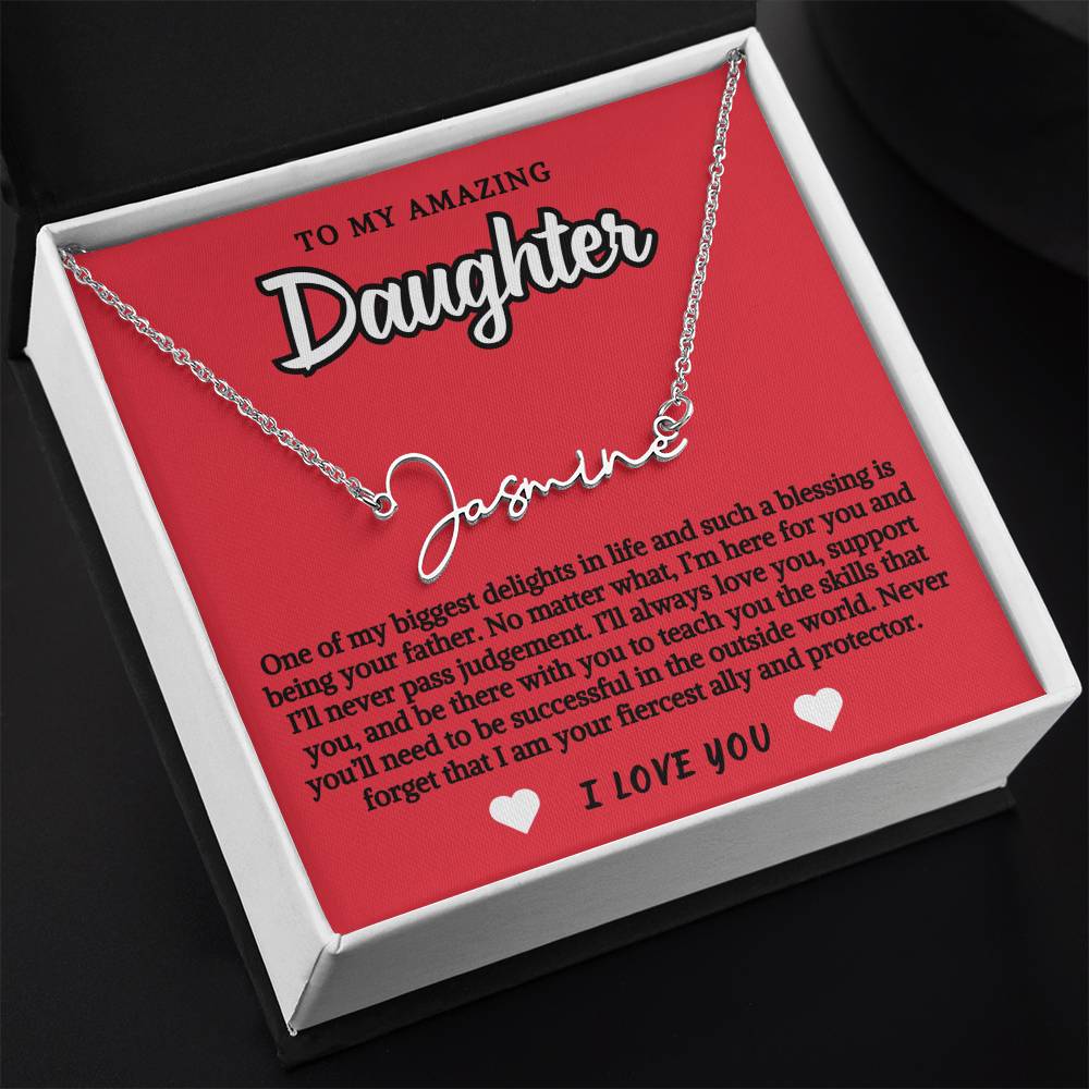 To Daughter From Father Script Personalized Name Necklace