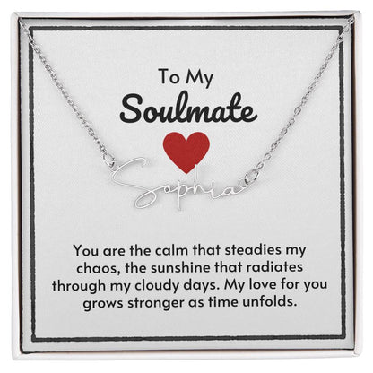 Soulmate Signature Custom Name Necklace-My Love Grows Stronger