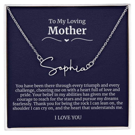 To My Loving Mother Script Name Necklace