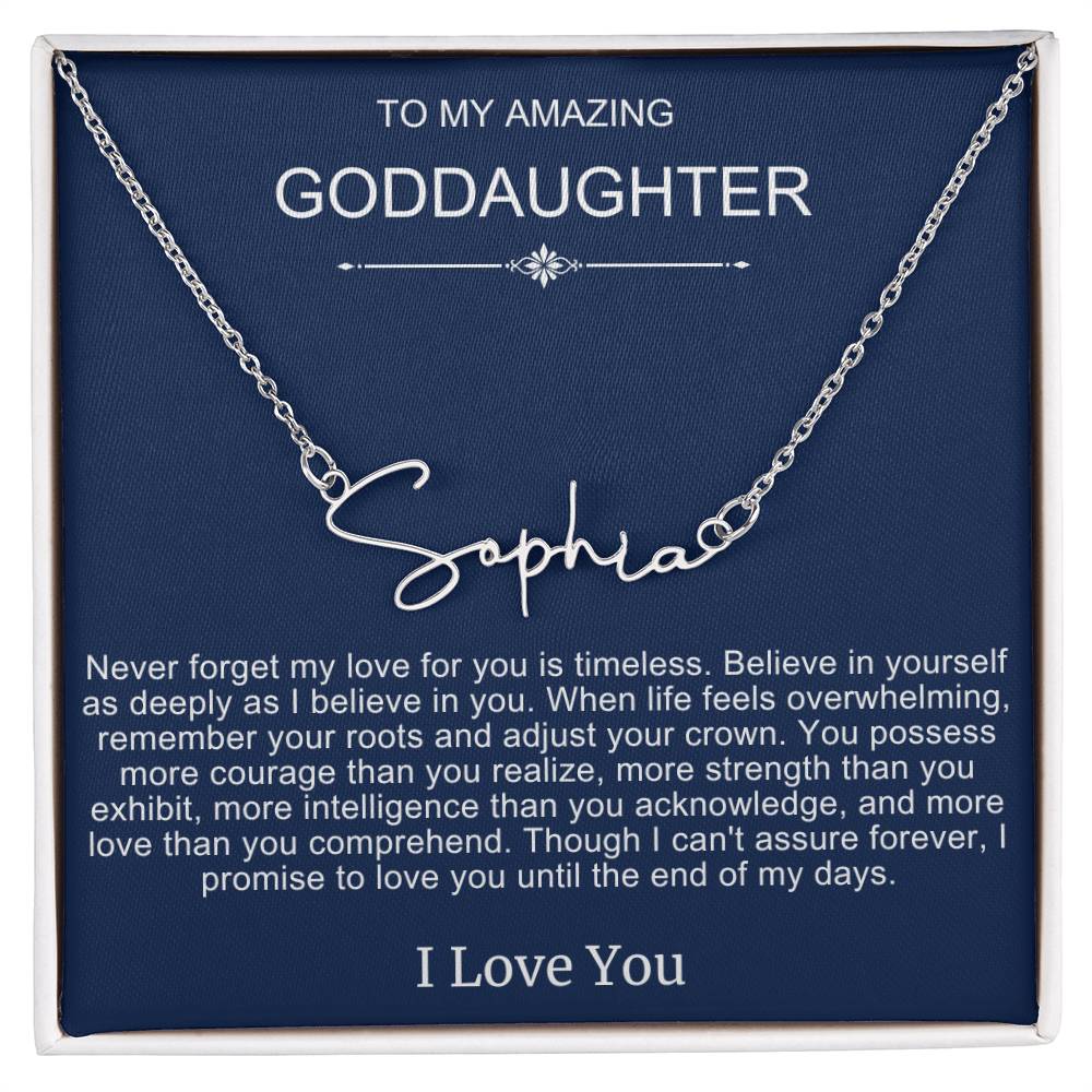 Beautiful Gift To Goddaughter from God Parent Name Necklace